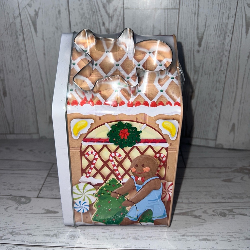2 Tin Box Company Gingerbread House Tin w/Baking Recipe & Cookie Cutter Included - Picture 8 of 11